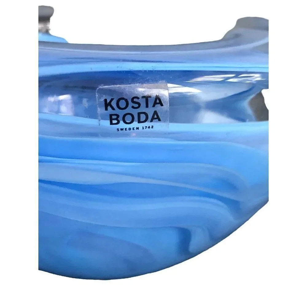 Kosta Boda Aqua Blue Crystal Candle Holder by Anna Ehrner 1990's
